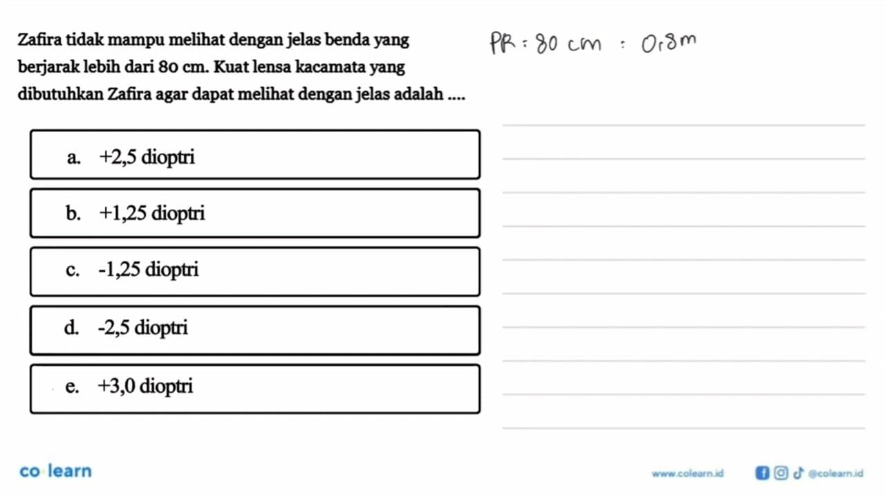 Zafira tidak mampu melihat dengan jelas benda yang berjarak