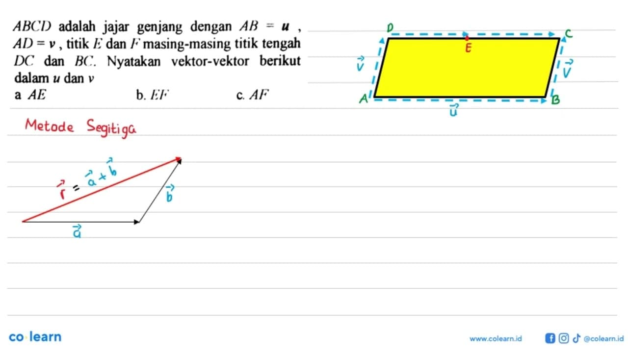 ABCD adalah jajar genjang dengan AB=u , AD=v , titik E dan