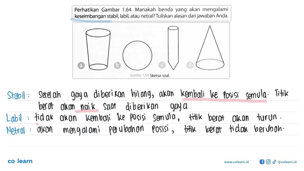 Perhatikan Gambar 1.64. Manakah benda yang akan mengalami