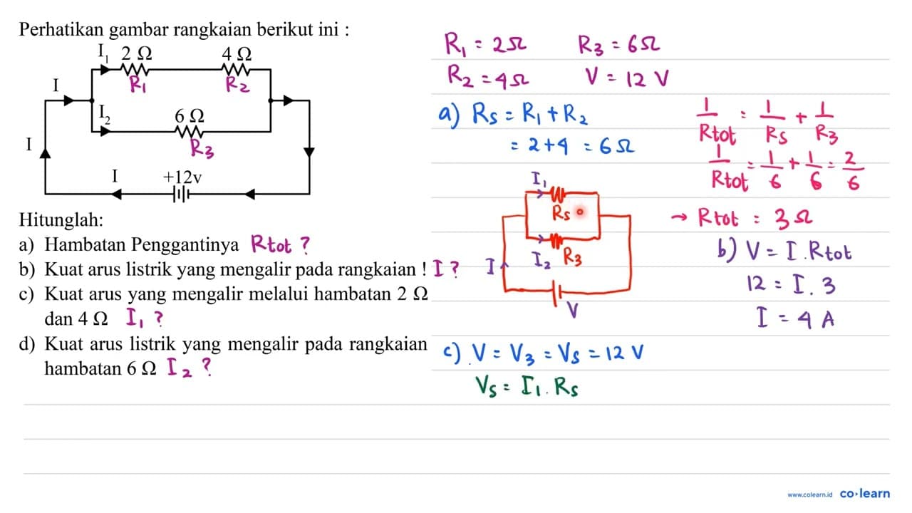 Perhatikan gambar rangkaian berikut ini : Hitunglah: a)