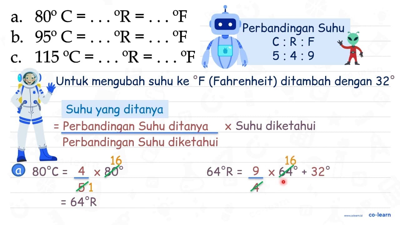 a. 80 C=...{ ) R=...{ ) F b. 95 C=...{ ) R=...{ ) F C. 115