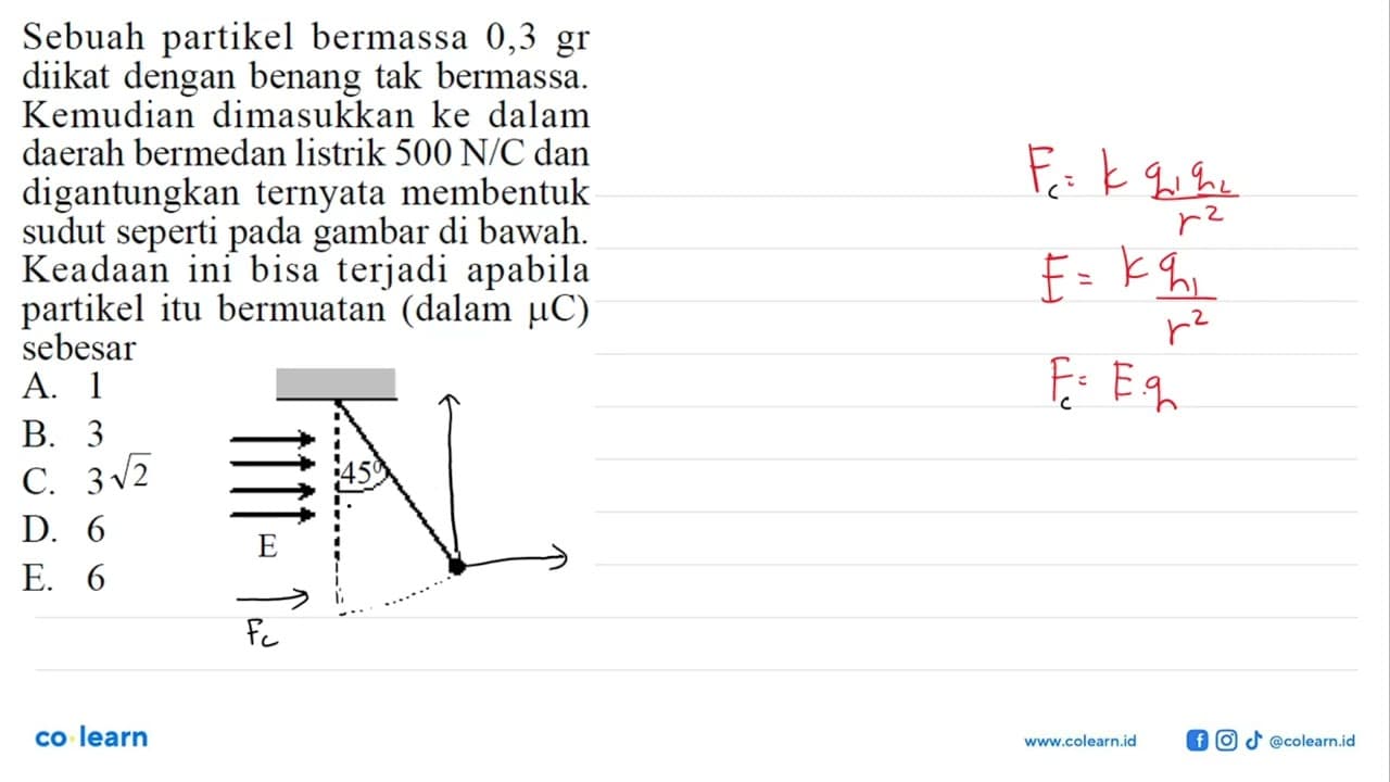 Sebuah partikel bermassa 0,3 gr diikat dengan benang tak