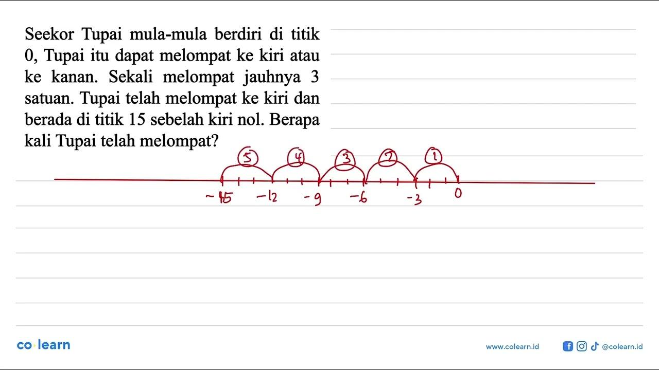 Seekor Tupai mula-mula berdiri di titik 0. Tupai itu dapat