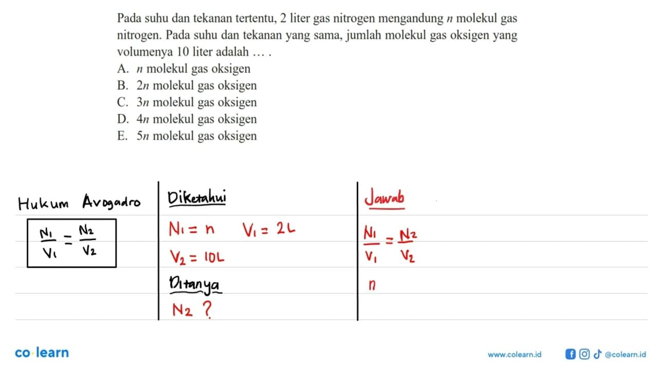 Pada suhu dan tekanan tertentu, 2 liter gas nitrogen