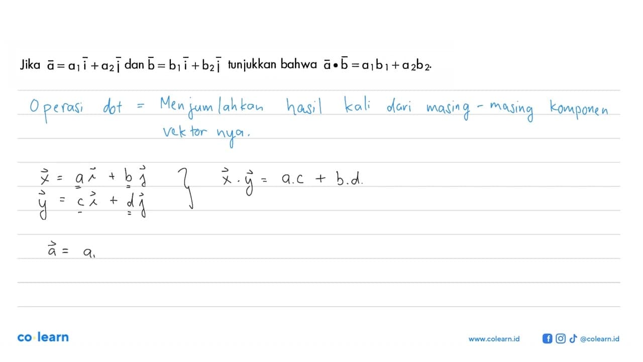 Jika a=a1i+a2i dan b=b1i+b2i tunjukkan bahwa a.b=a1b1+a2b2.