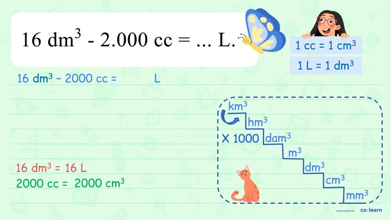 16 dm^3 - 2.000 cc = ... L.