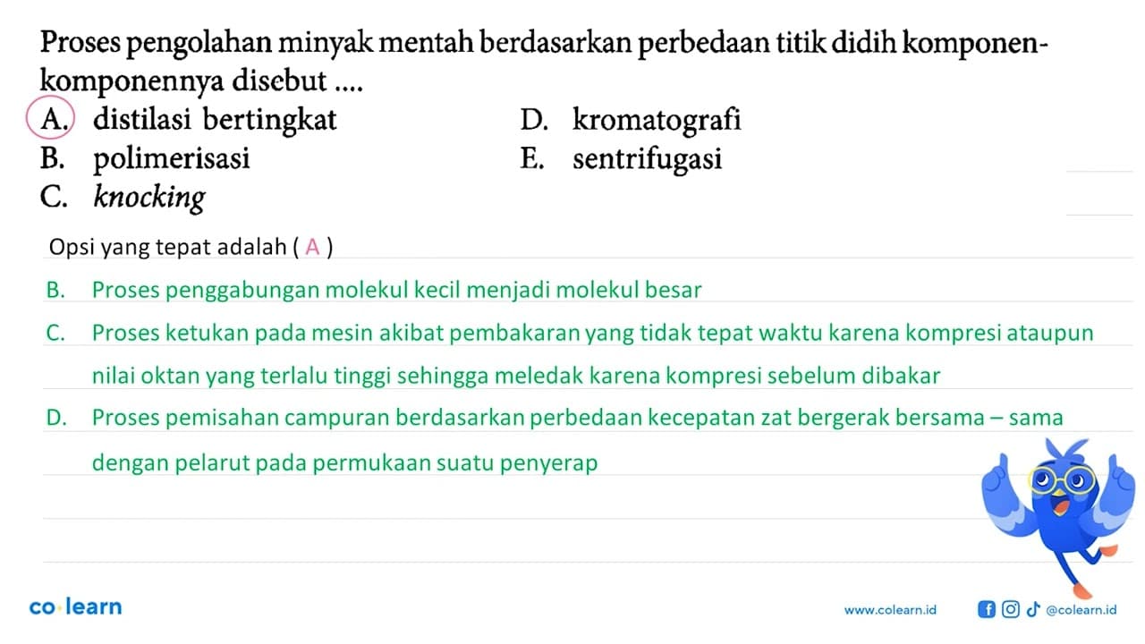 Proses pengolahan minyak mentah berdasarkan perbedaan titik