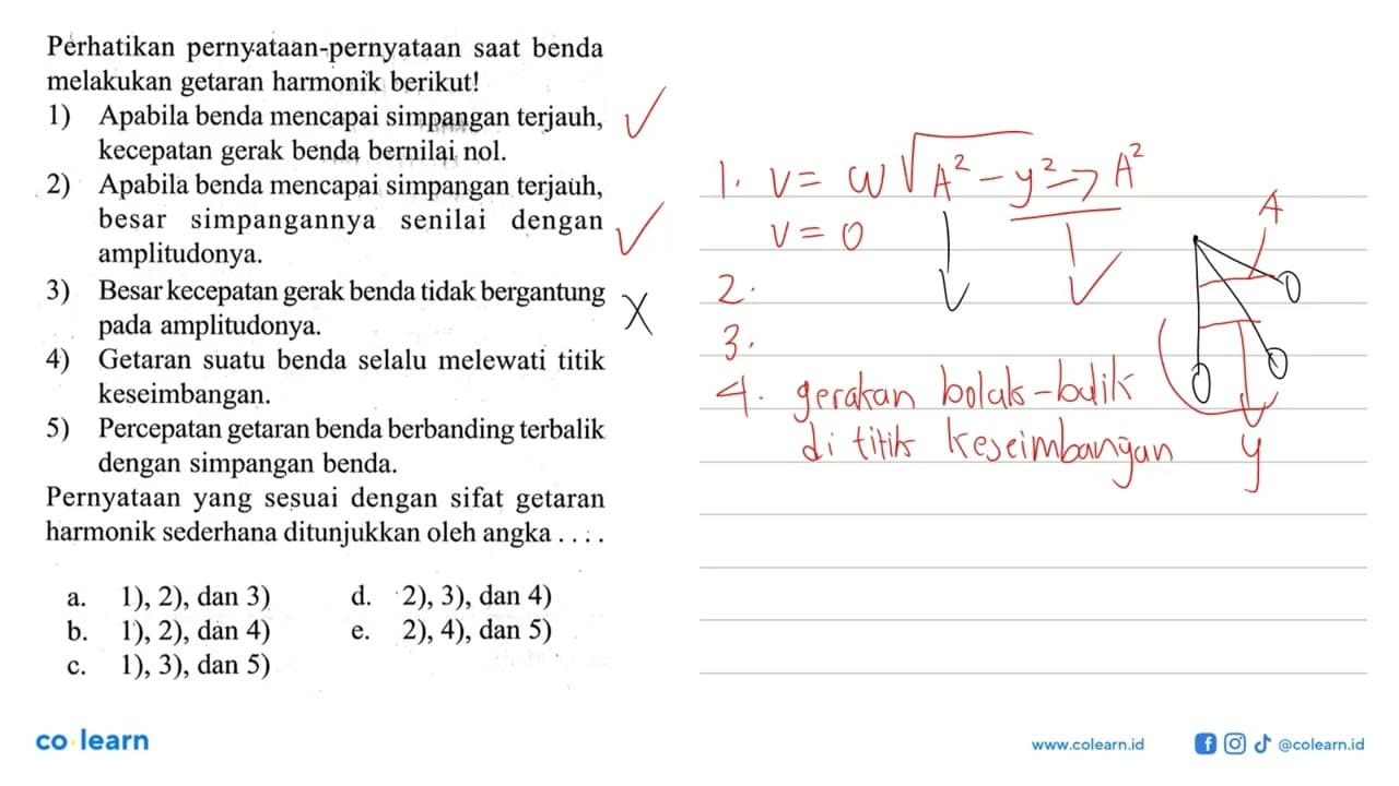 Pèrikan pernyataan-pernyataan saat benda melakukan getaran