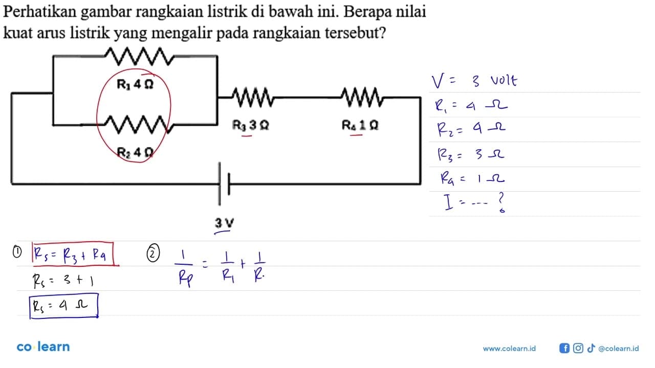 Perhatikan gambar rangkaian listrik di bawah ini. Berapa