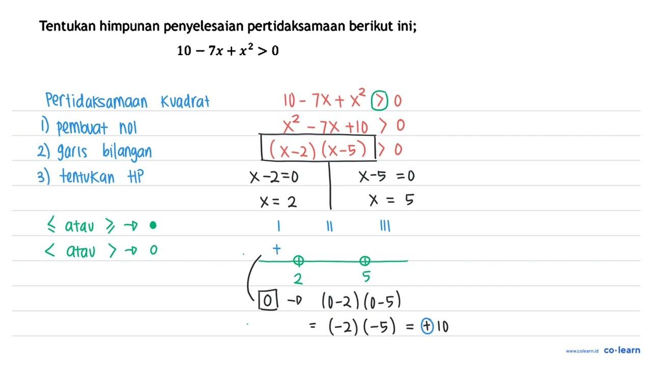 Tentukan himpunan penyelesaian pertidaksamaan berikut ini;