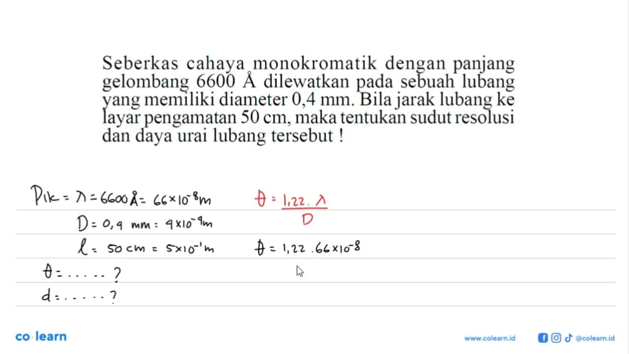 Seberkas cahaya monokromatik dengan panjang gelombang 6600A