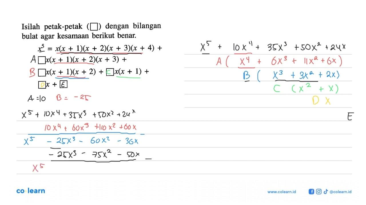 Isilah petak-petak (square) dengan bilangan bulat agar