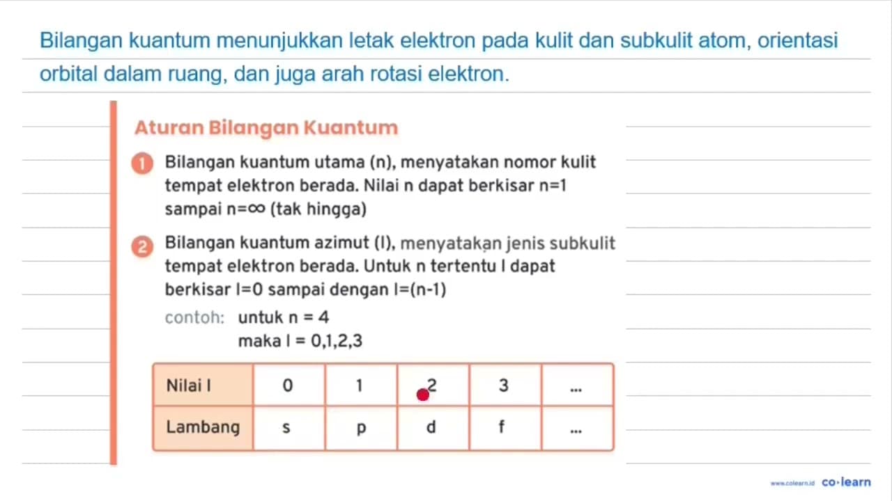 Hubungan bilangan kuantum utama dengan bilangan kuantum