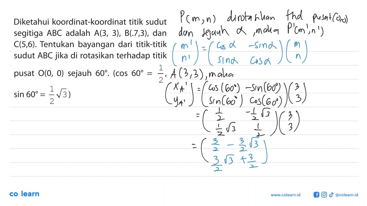 Diketahui koordinat-koordinat titik sudut segitiga ABC