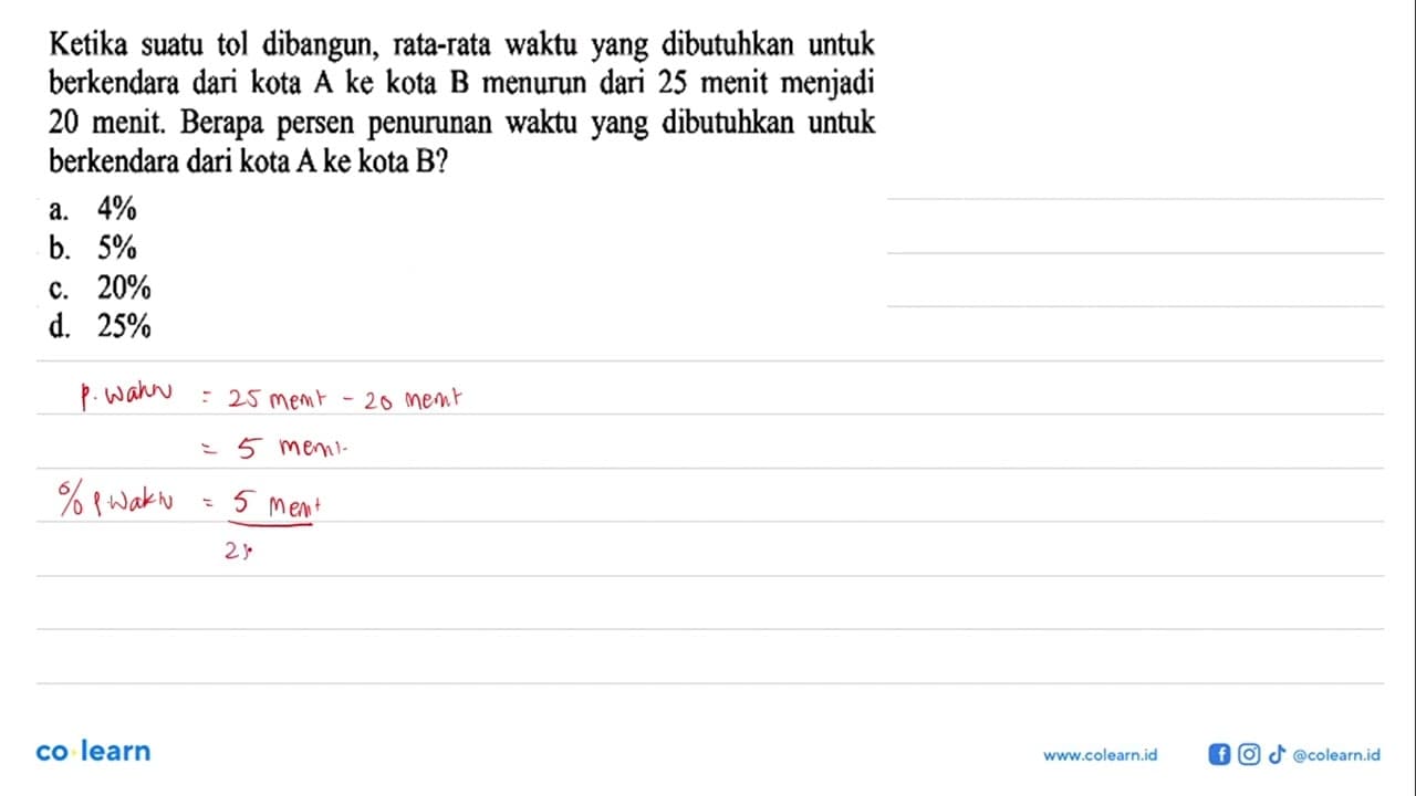 Ketika suatu tol dibangun, rata-rata waktu yang dibutuhkan