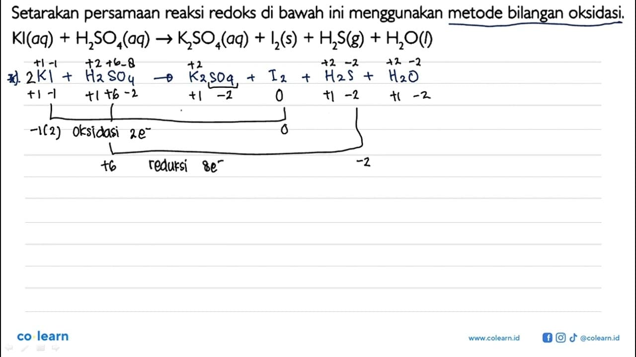 Setarakan persamaan reaksi redoks di bawah ini menggunakan