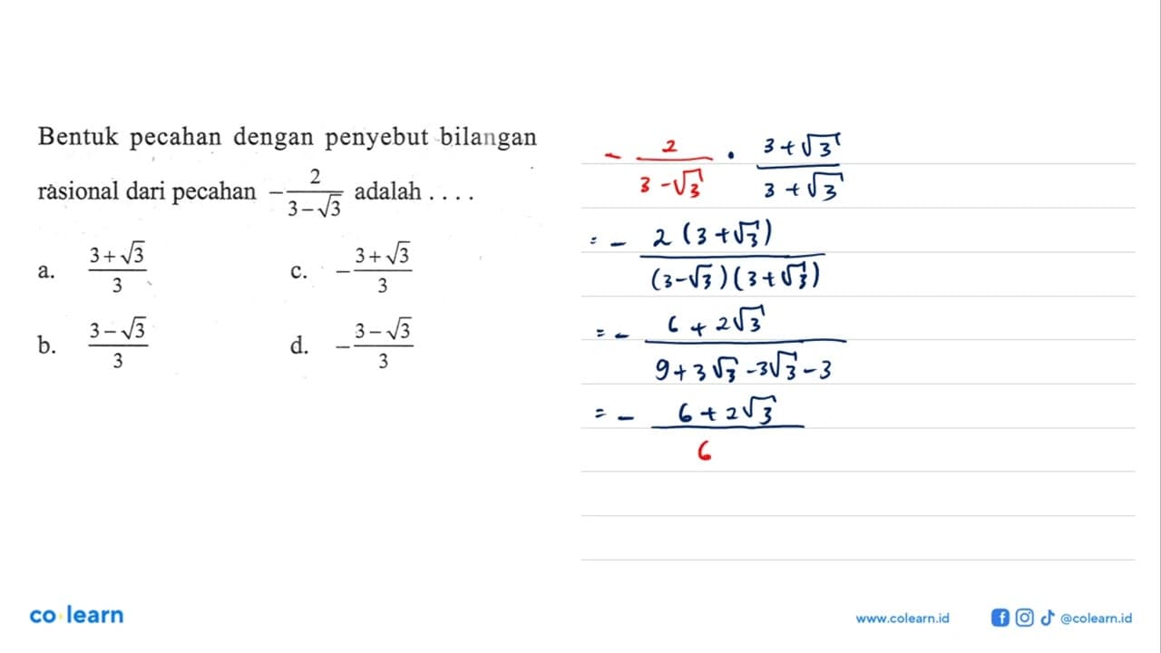 Bentuk pecahan dengan penyebut bilangan rasional dari