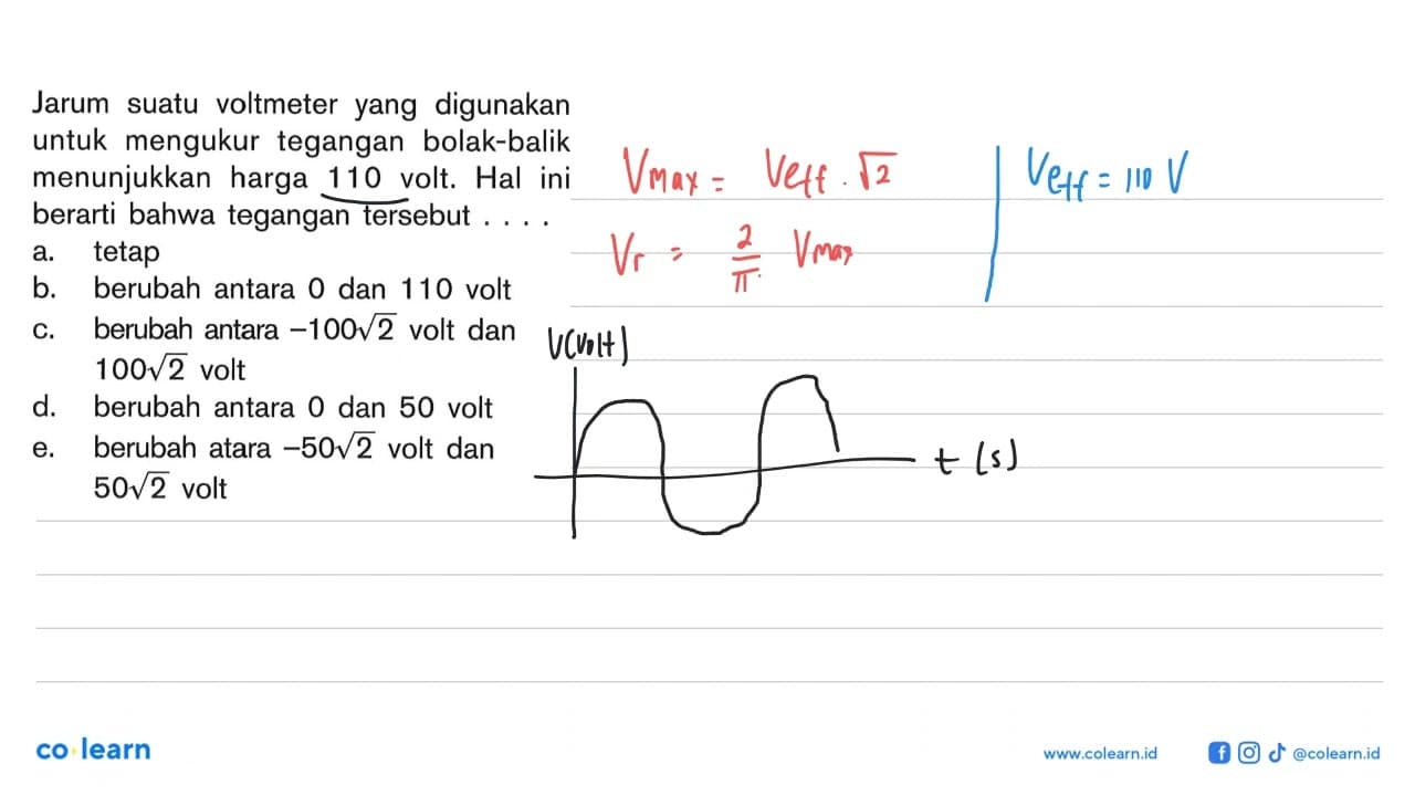 Jarum suatu voltmeter yang digunakan untuk mengukur