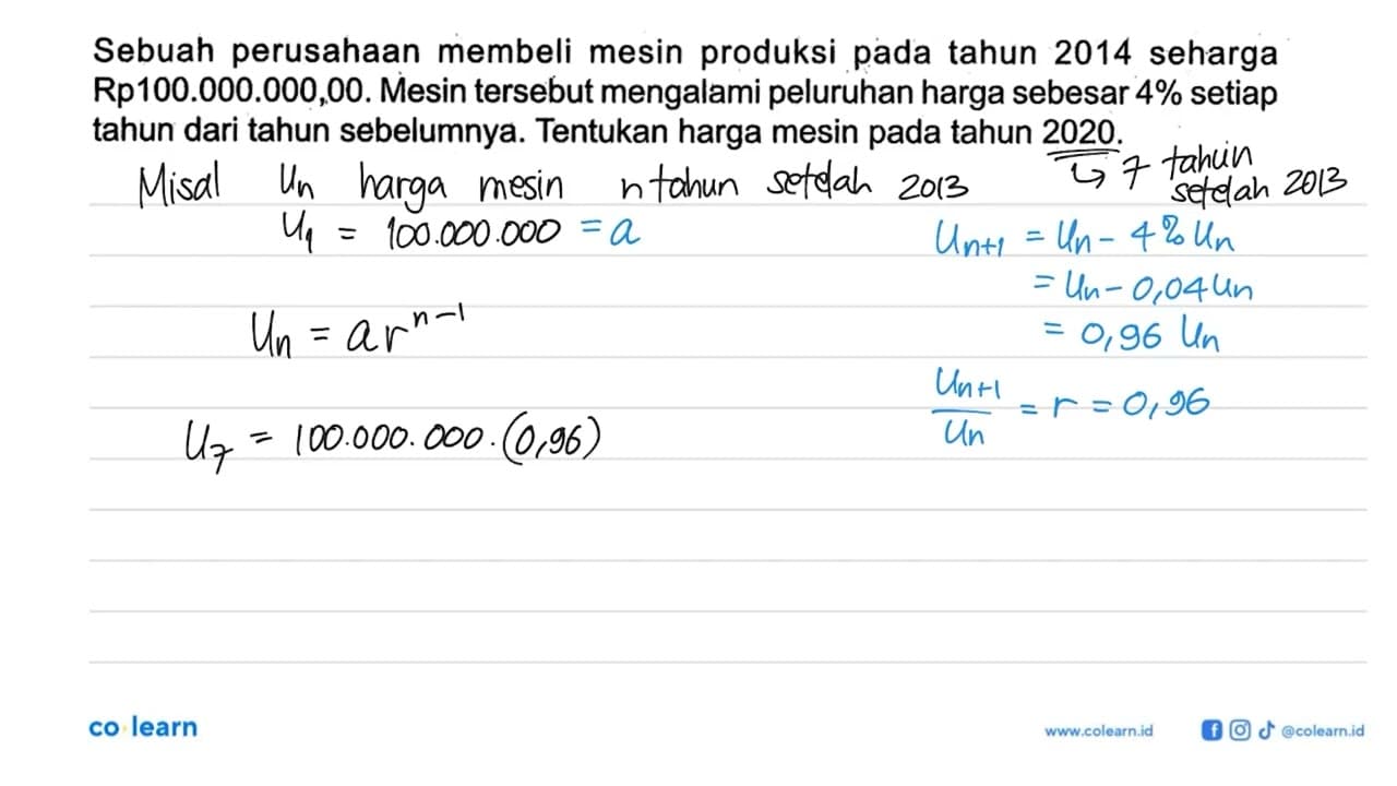 Sebuah perusahaan membeli mesin produksi pada tahun 2014