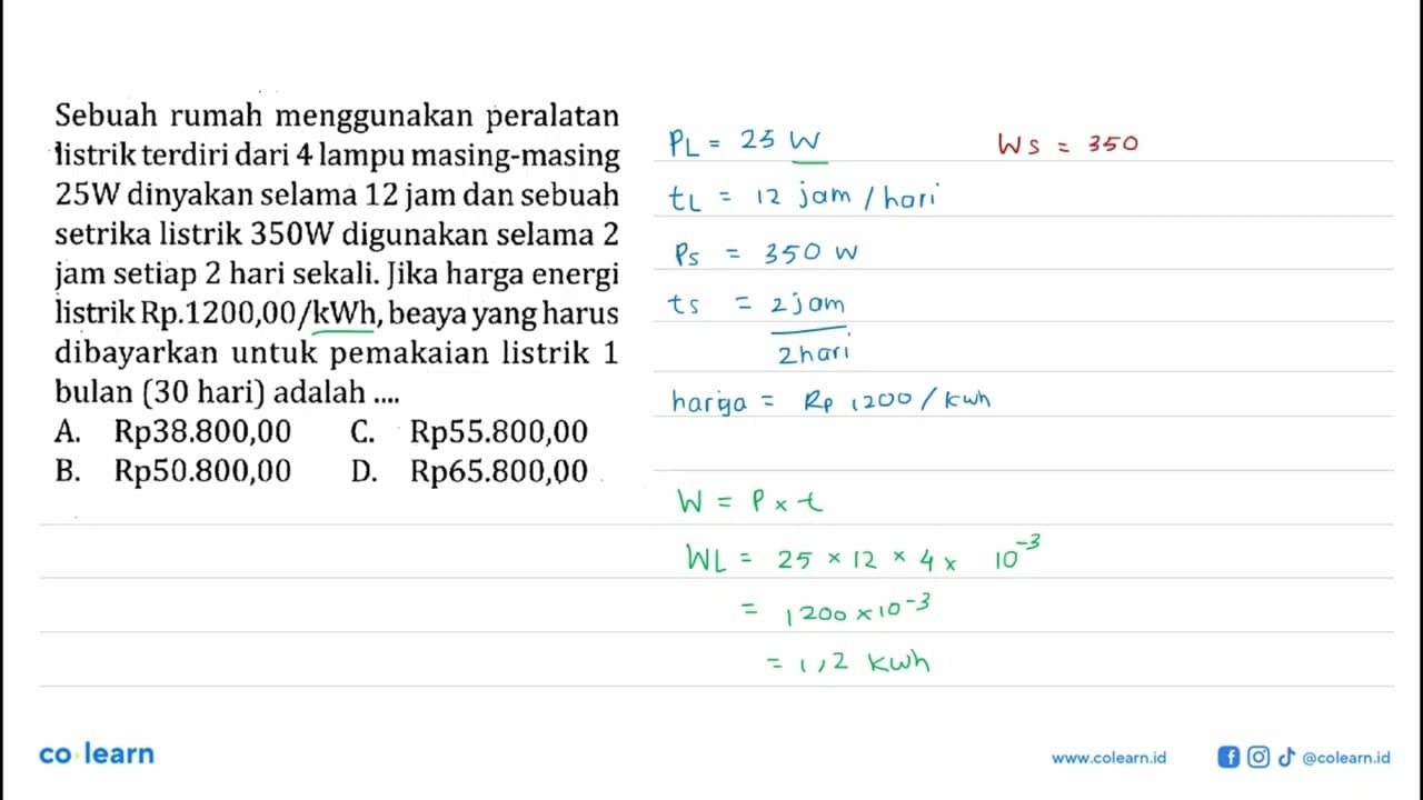 Sebuah rumah menggunakan peralatan listrik terdiri dari 4