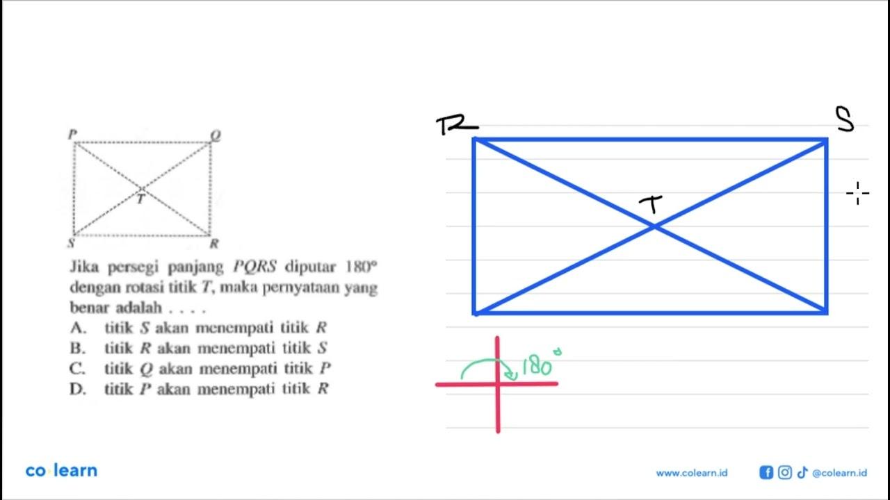 Jika persegi panjang PQRS diputar 180 dengan rotasi titik