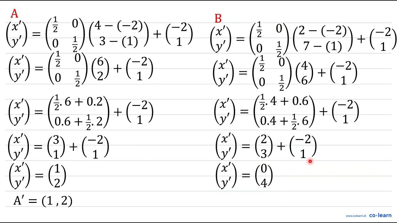 Segitiga A B C dengan koordinat titik A(4,3) , B(2,7) , dan