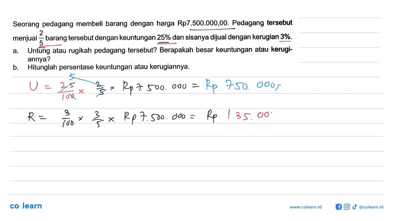 Seorang pedagang membeli barang dengan harga