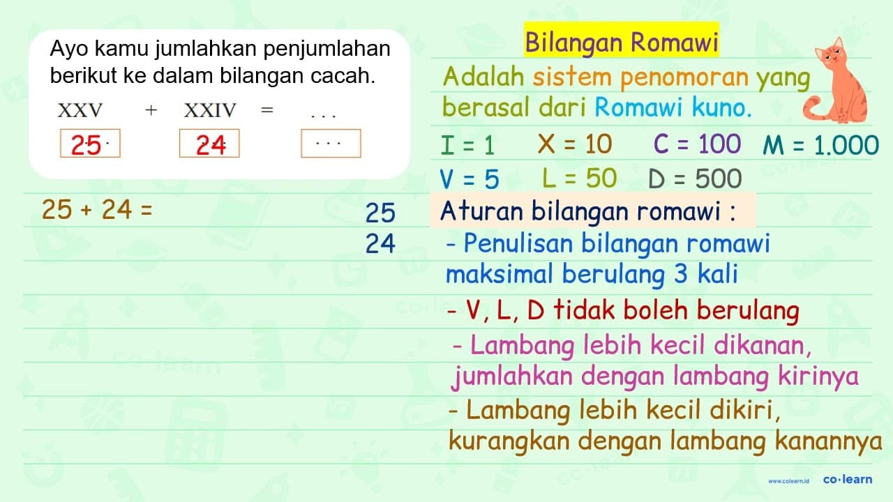 Ayo kamu penjumlahan berikut ke dalam bilangan cacah