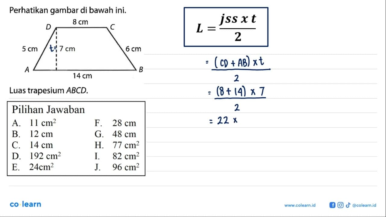 Perhatikan gambar di bawah ini.D, 8 cm, C, 5 cm, 7 cm, 6