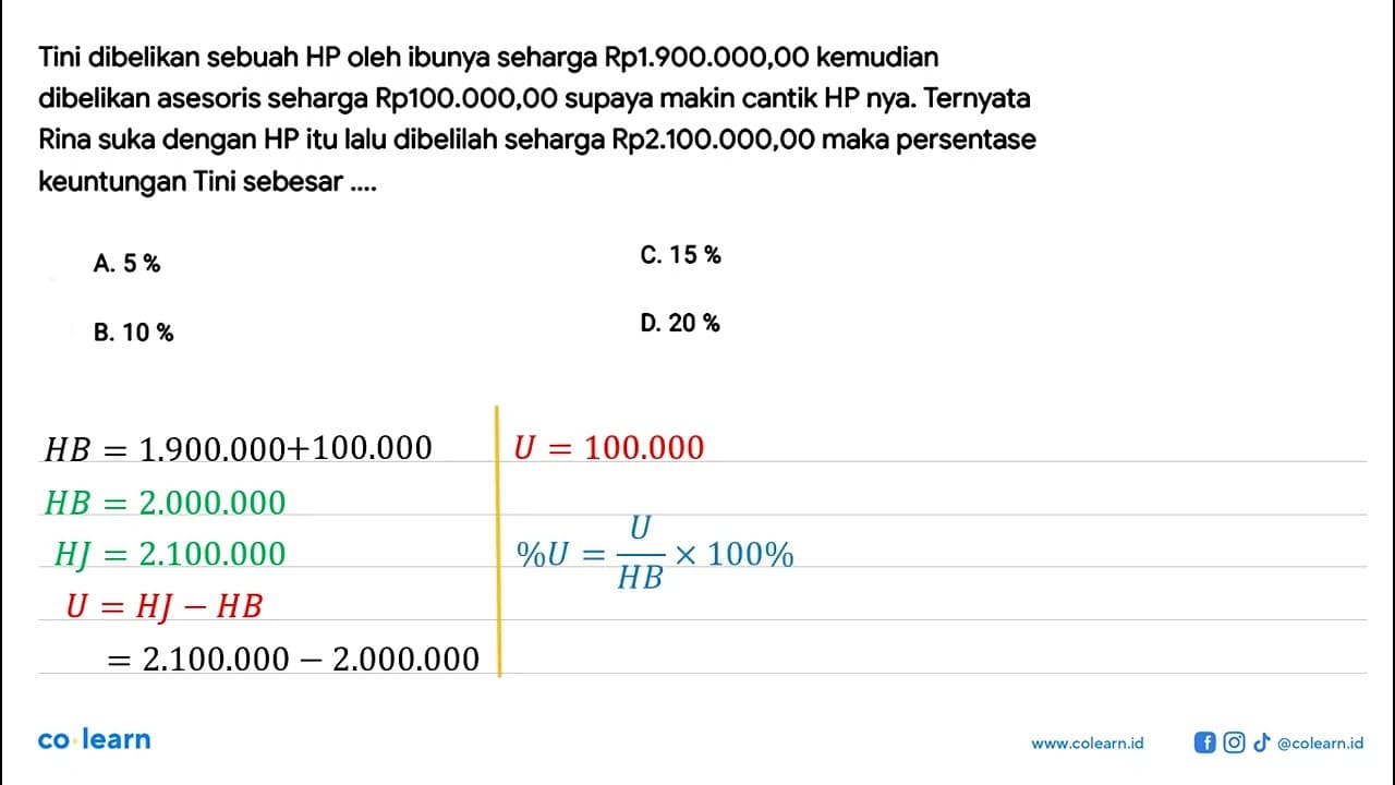 Tini dibelikan sebuah HP oleh ibunya seharga Rp1.900.000,00