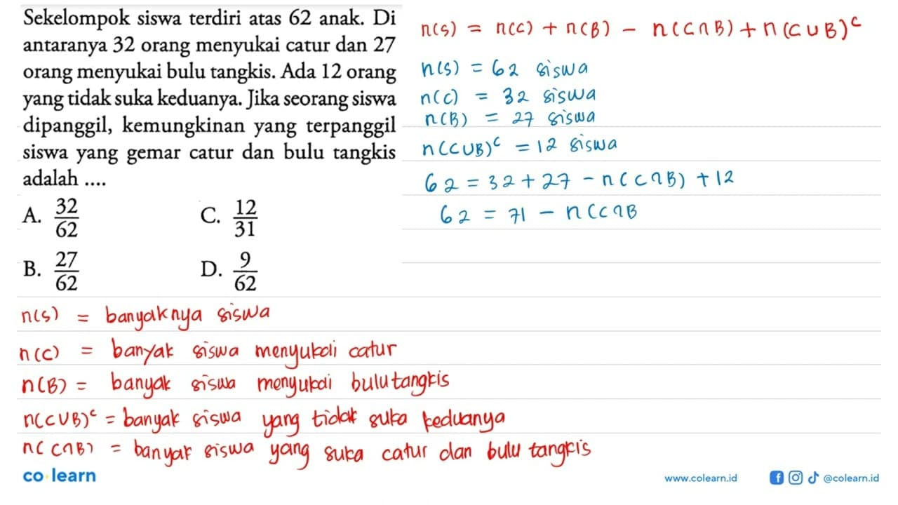 Sekelompok siswa terdiri atas 62 anak. Di antaranya 32