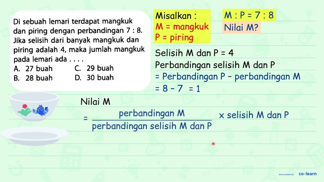 Di sebuah lemari terdapat mangkuk dan piring dengan