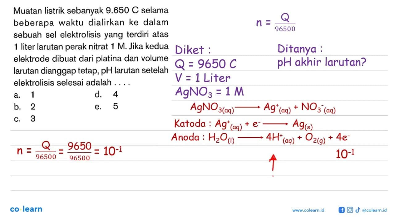 Muatan listrik sebanyak 9.650 C selama beberapa waktu