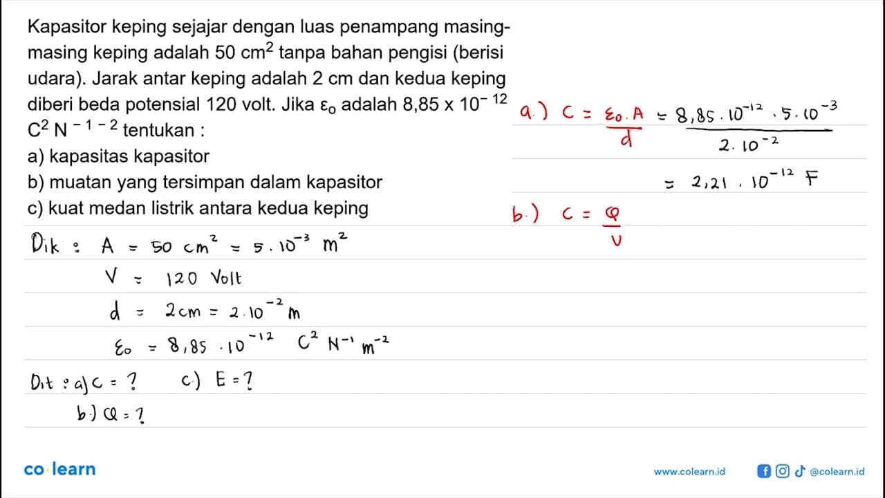 Kapasitor keping sejajar dengan luas penampang