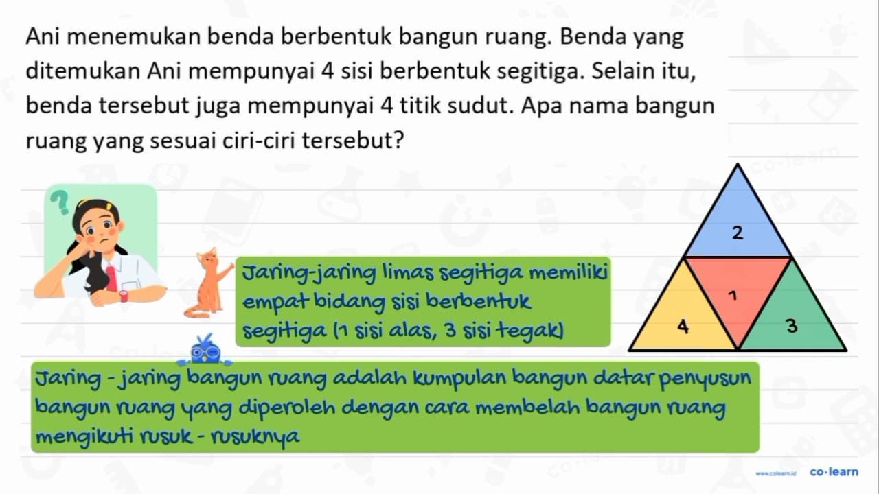 Ani menemukan benda berbentuk bangun ruang. Benda yang