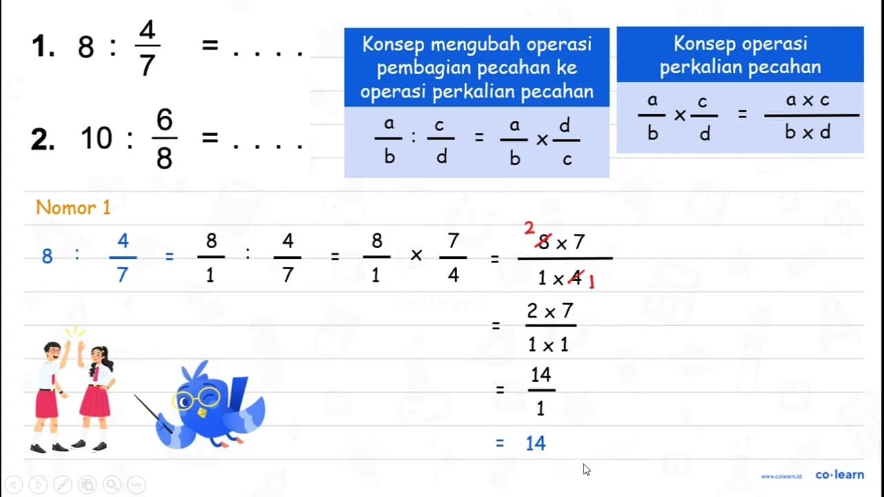 1. 8: (4)/(7)=... 2. 10: (6)/(8)=...