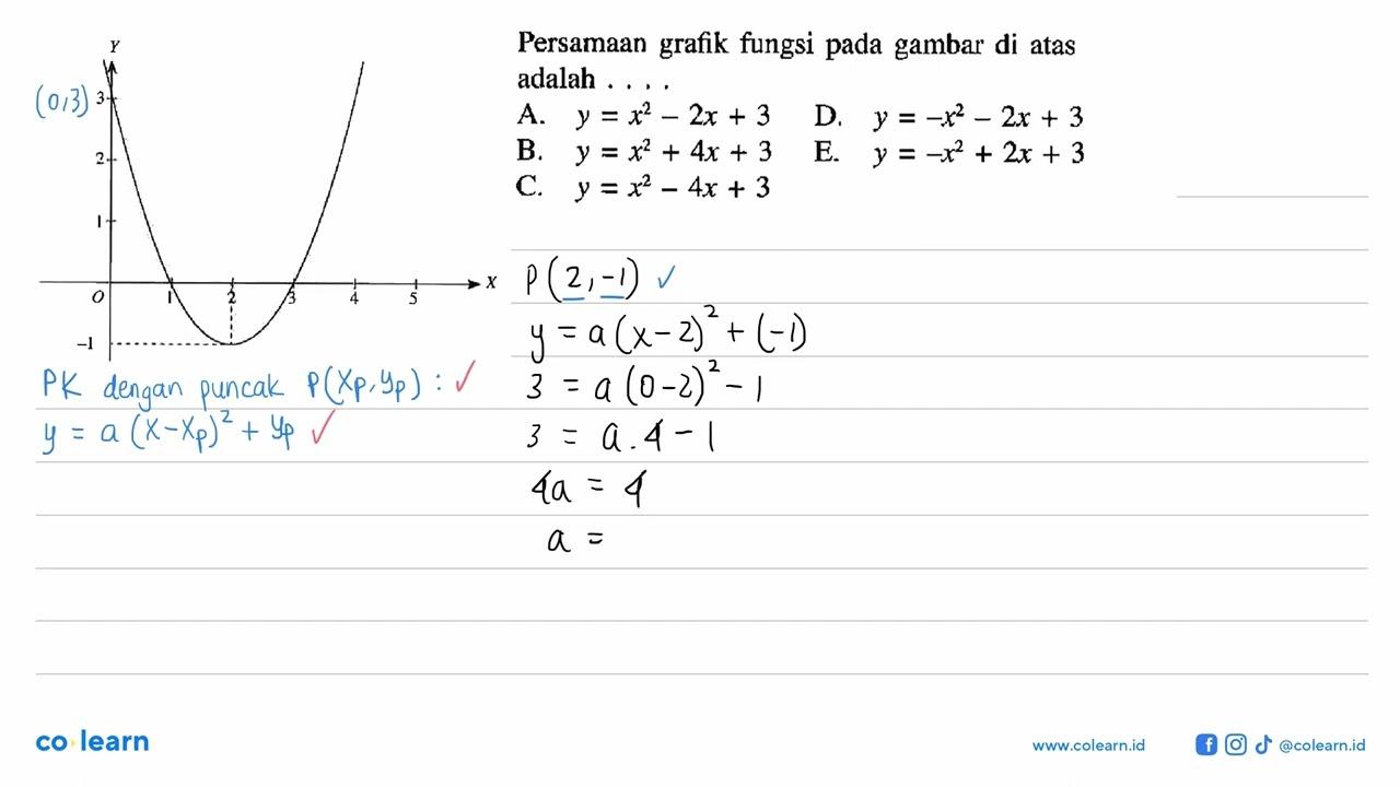 Persamaan grafik fungsi pada gambar di atas adalah .... 0 1