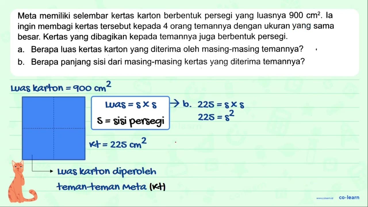 Meta memiliki selembar kertas karton berbentuk persegi yang