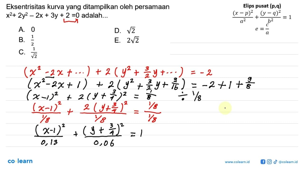 Eksentrisitas kurva yang ditampilkan oleh persamaan x^2 +