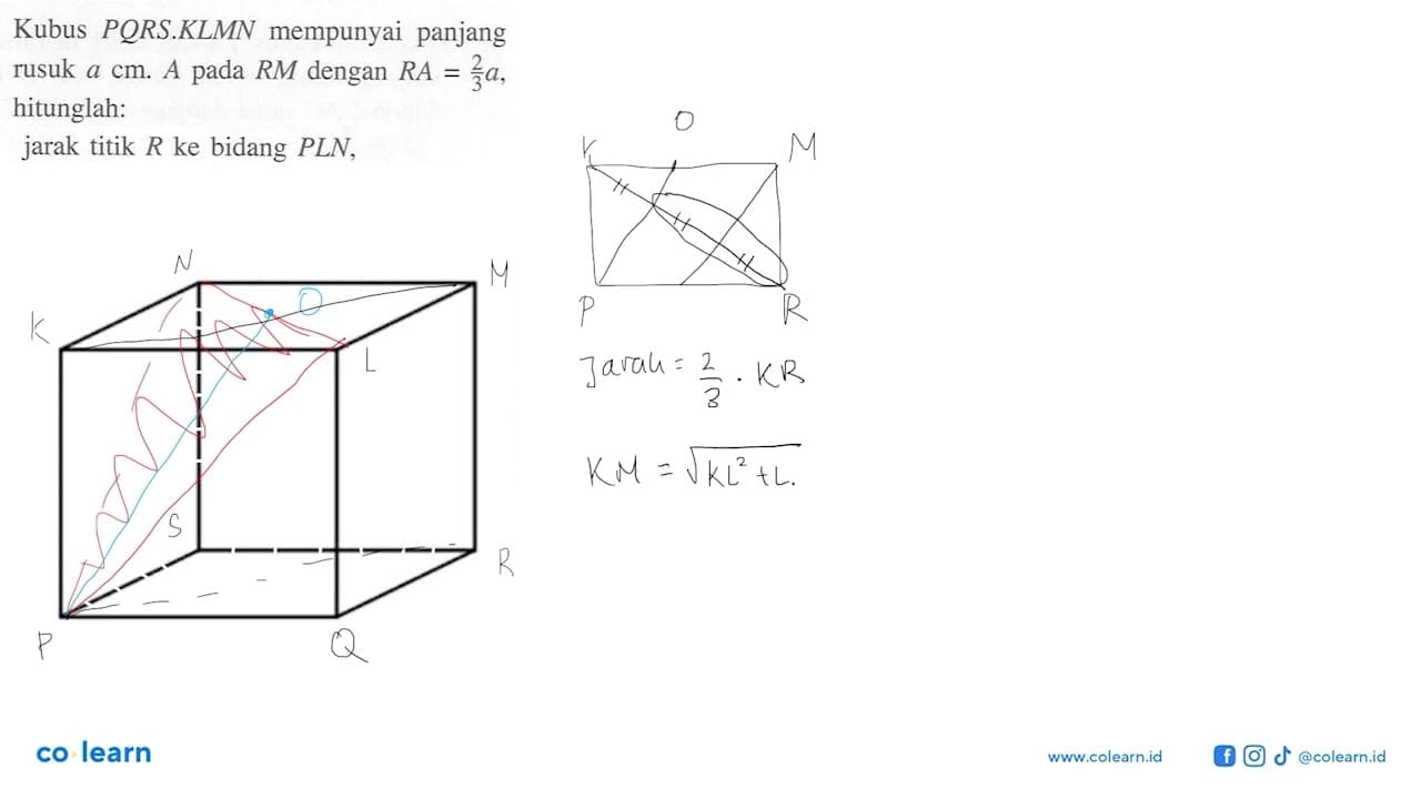Kubus PORS.KLMN mempunyai panjang rusuk a cm. A pada RM