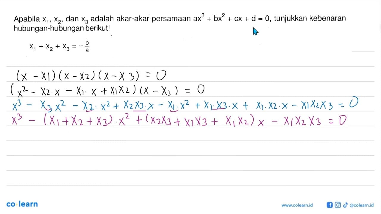 Apabila x1,x2, dan x3 adalah akar-akar persamaan