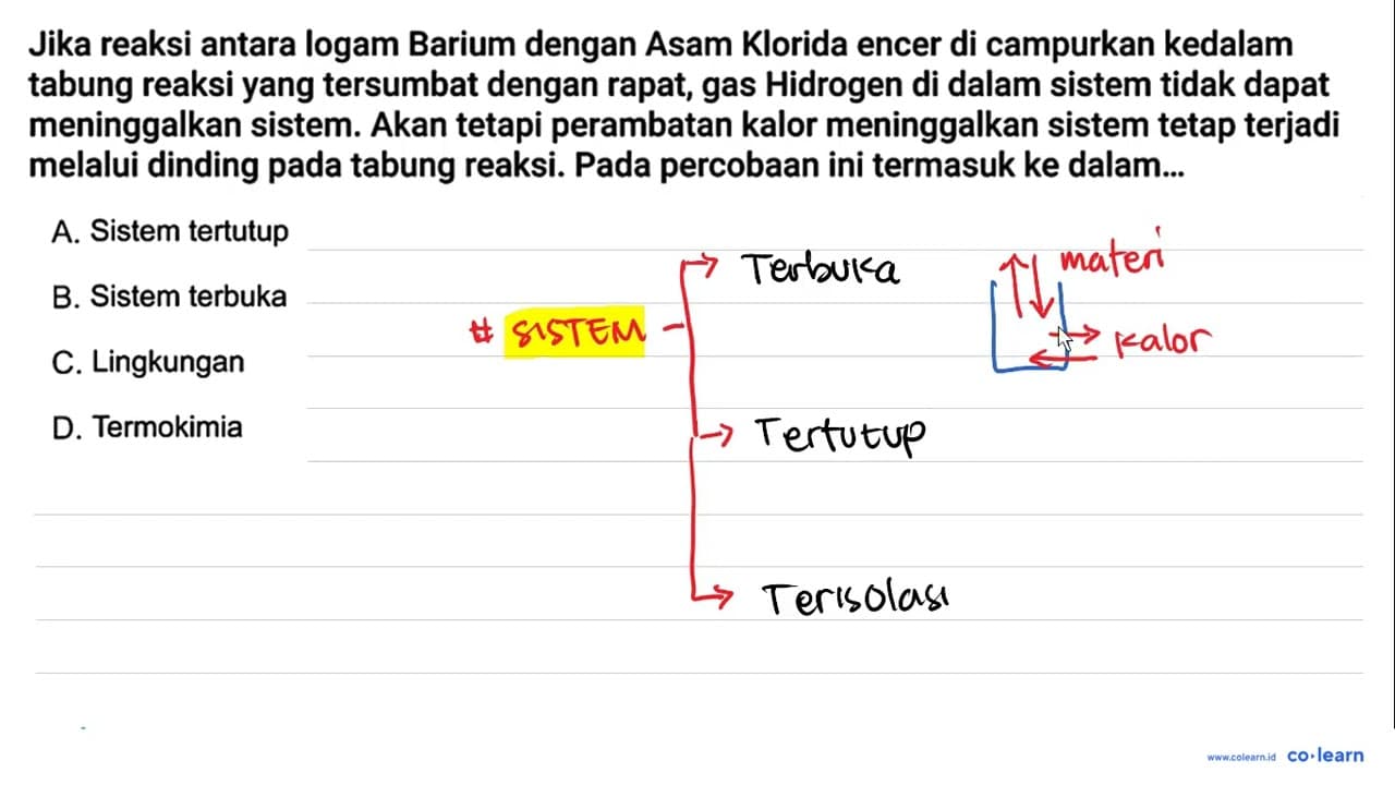 Jika reaksi antara logam Barium dengan Asam Klorida encer