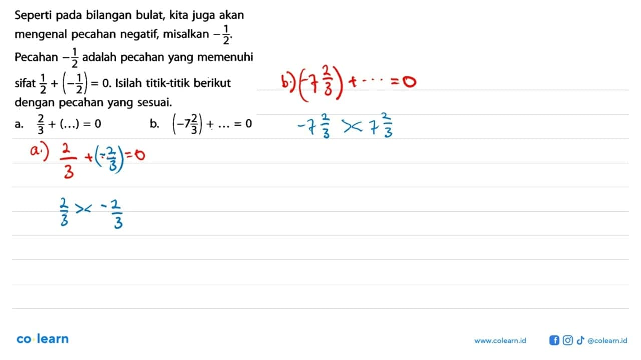 Seperti pada bilangan bulat, kita juga akan mengenal