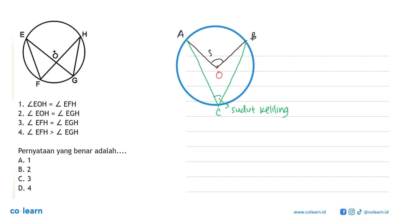 1. sudut EOH=sudut EFH 2. sudut EOH=sudut EGH 3. sudut