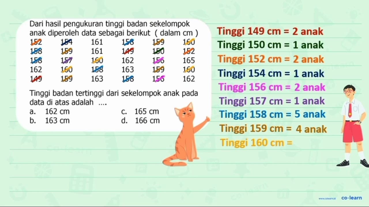 Dari hasil pengukuran tinggi badan sekelompok anak