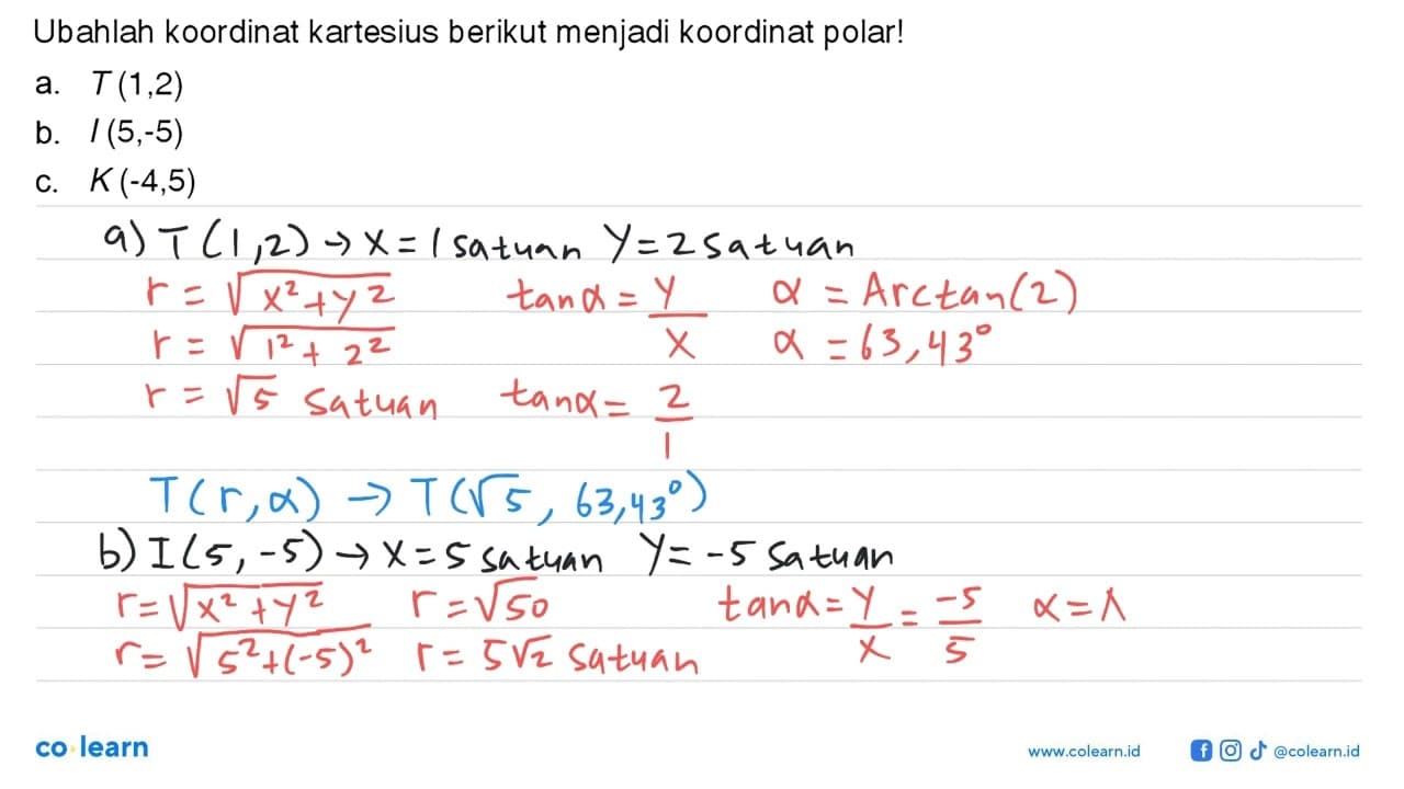 Ubahlah koordinat kartesius berikut menjadi koordinat