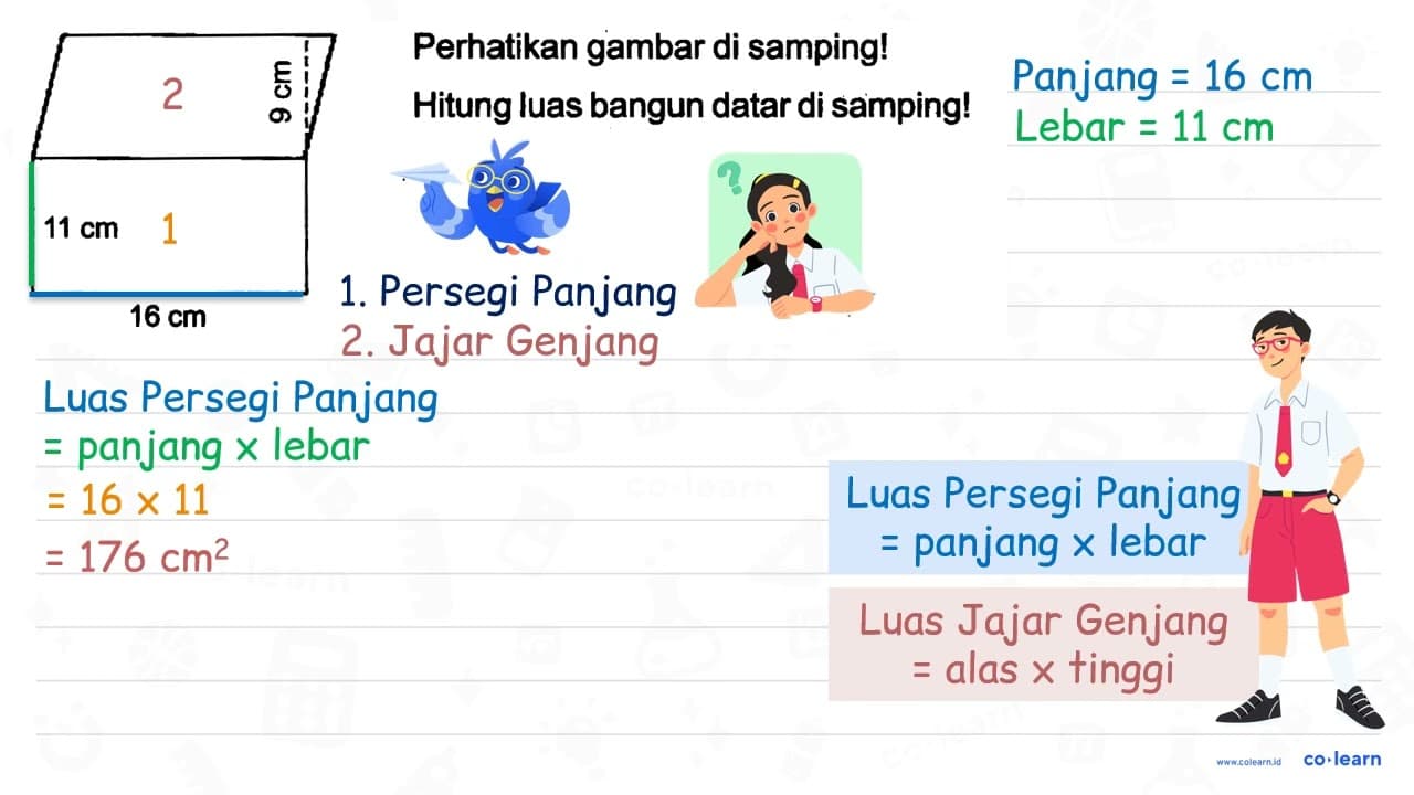 Perhatikan gambar di samping! Hitung luas bangun datar di