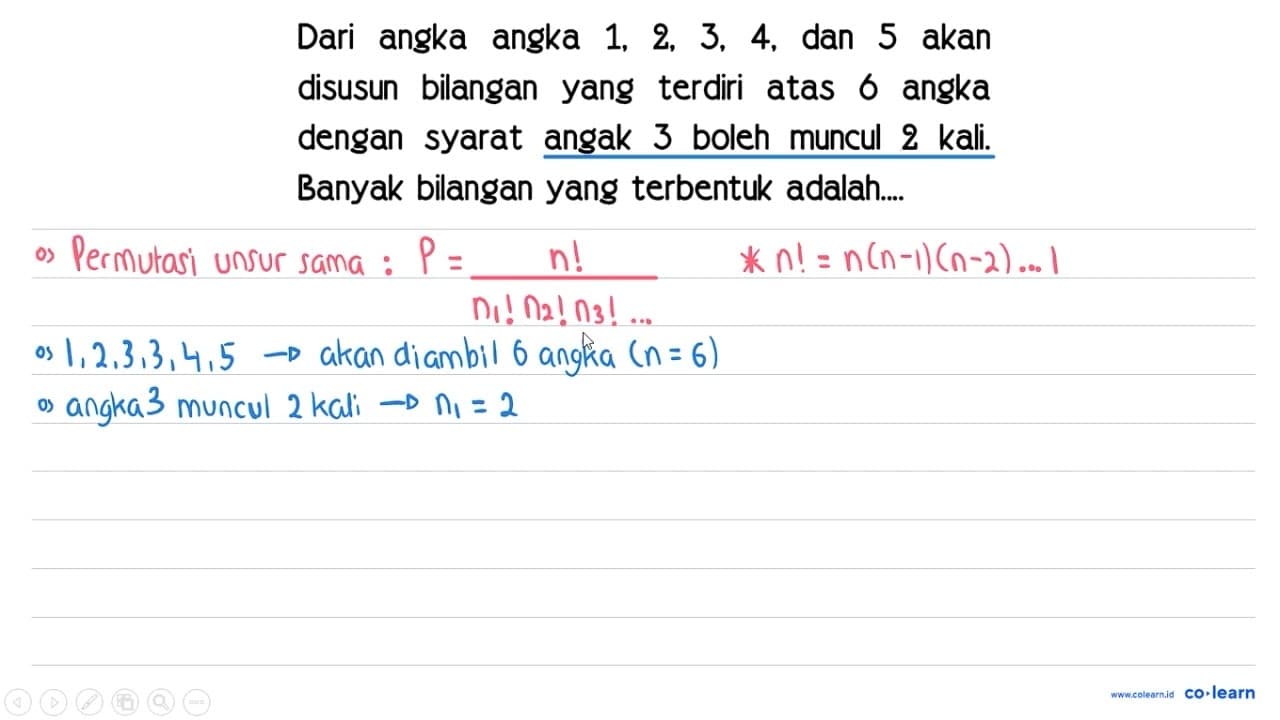 Dari angka angka 1, 2, 3, 4, dan 5 akan disusun bilangan