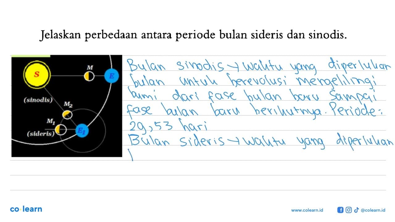 Jelaskan perbedaan antara periode bulan sideris dan