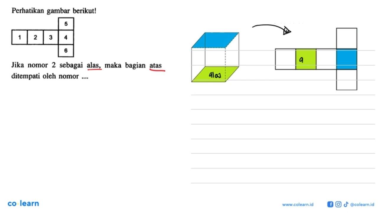 Perhatikan gambar berikut!Jaring-jaring kubus 51 2 3 4